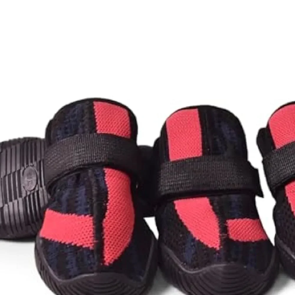 Dog Shoes size 5 fits medium Red Black Gray